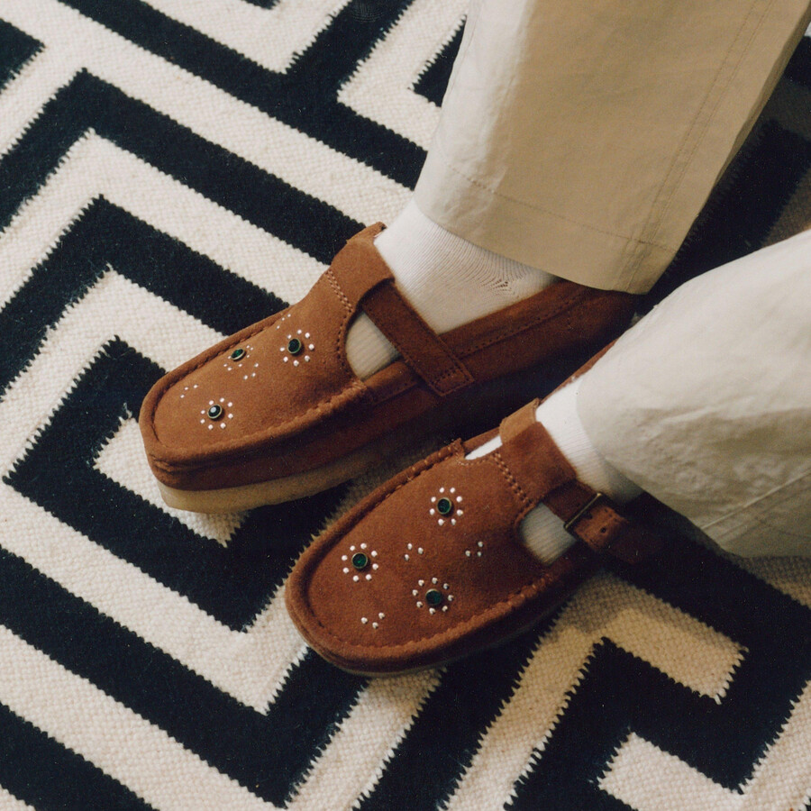 wallabee t-bar - bruinoranje suède